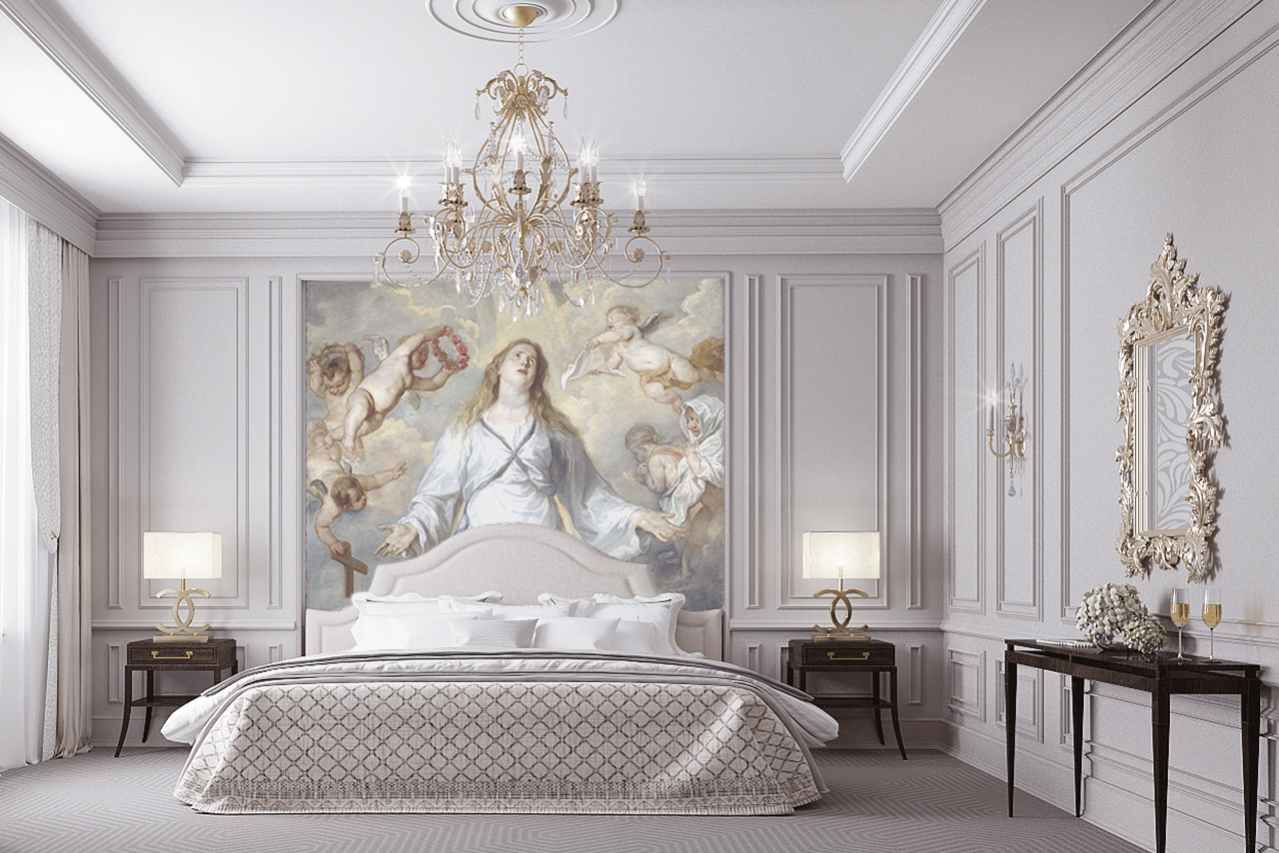 Роспись стен в классической спальне "Мария"