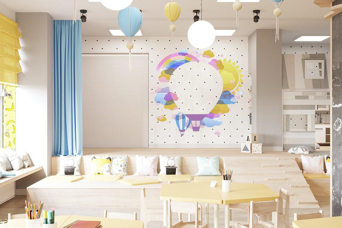 Роспись стен в детском саду "Воздушный шар"