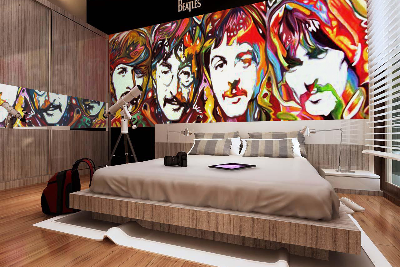 Роспись стен в спальне "Beatles"