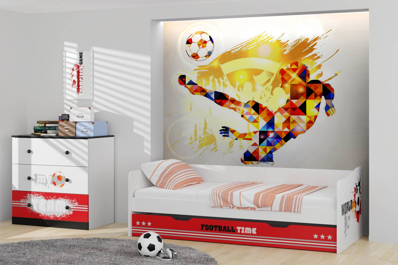 Роспись мебели в детской комнате "Футбол"